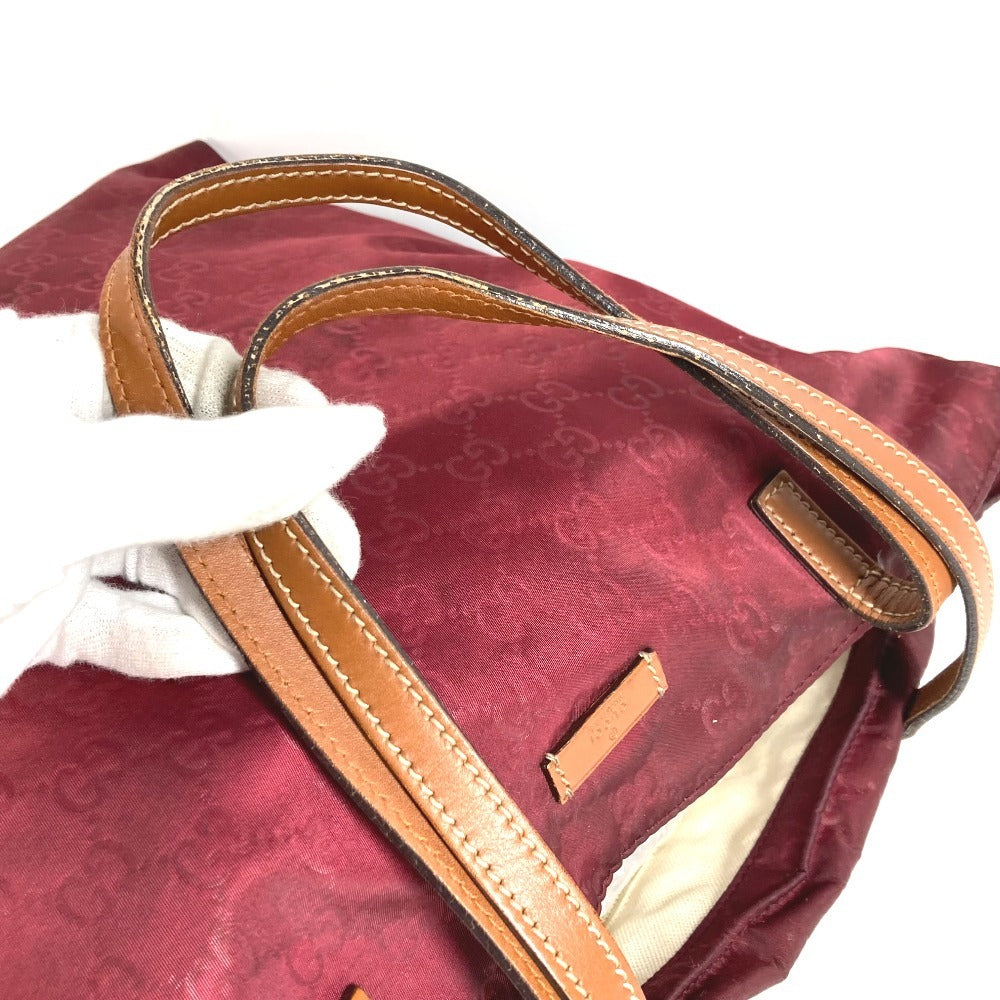GUCCI 295252 GG Logo Bag Tote Bag Shoulder Bag Vertical Tote Shoulder Bag Leather/Nylon Unisex Wine Red