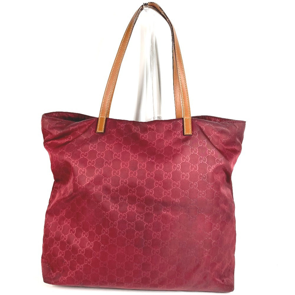 GUCCI 295252 GG Logo Bag Tote Bag Shoulder Bag Vertical Tote Shoulder Bag Leather/Nylon Unisex Wine Red