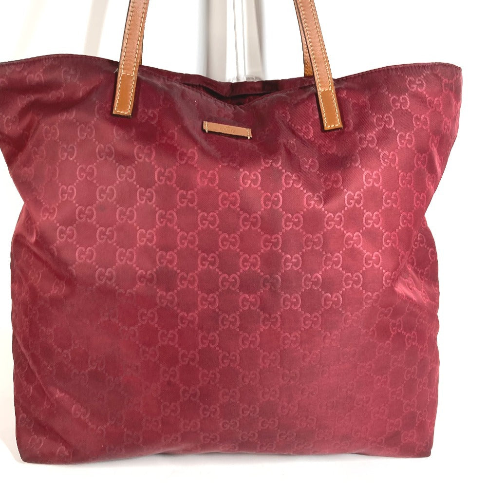GUCCI 295252 GG Logo Bag Tote Bag Shoulder Bag Vertical Tote Shoulder Bag Leather/Nylon Unisex Wine Red