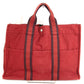 HERMES Foul Tou MM Foul Tou MM Tote Bag Handbag Cotton Unisex Red