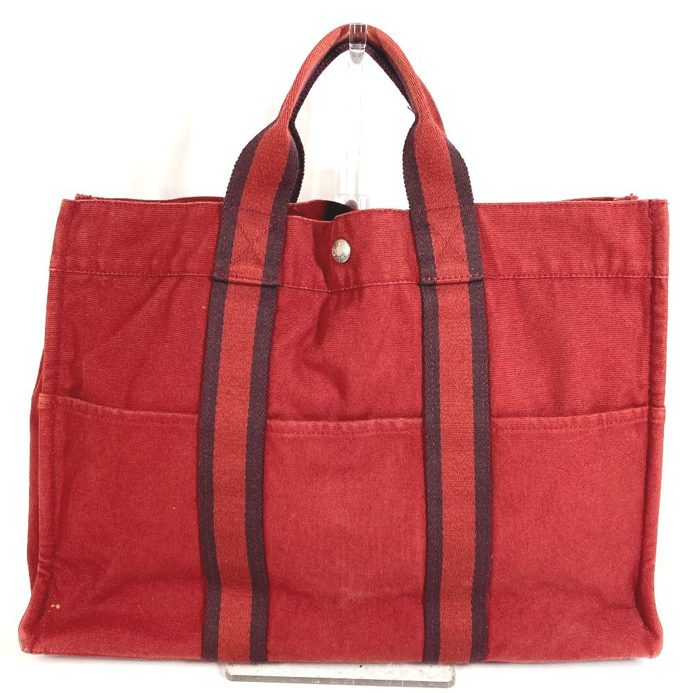 HERMES Foul Tou MM Foul Tou MM Tote Bag Handbag Cotton Unisex Red