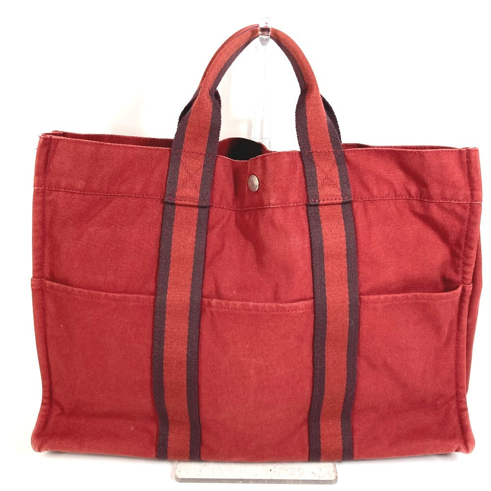 HERMES Foul Tou MM Foul Tou MM Tote Bag Handbag Cotton Unisex Red