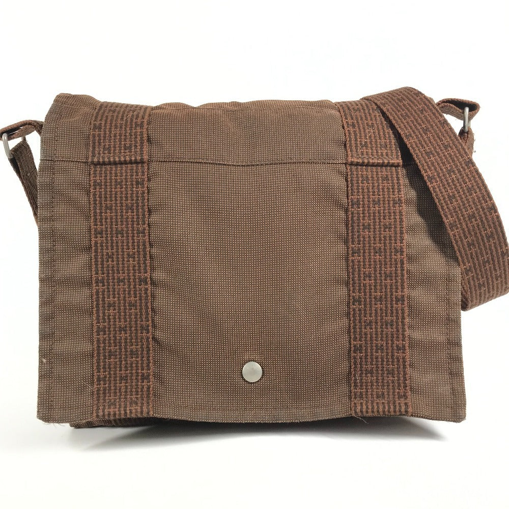 HERMES エールライン バサスPM バサス PM カバン 斜め掛け メッセンジャーバッグ ショルダーバッグ キャンバス ユニセックス ブラウン