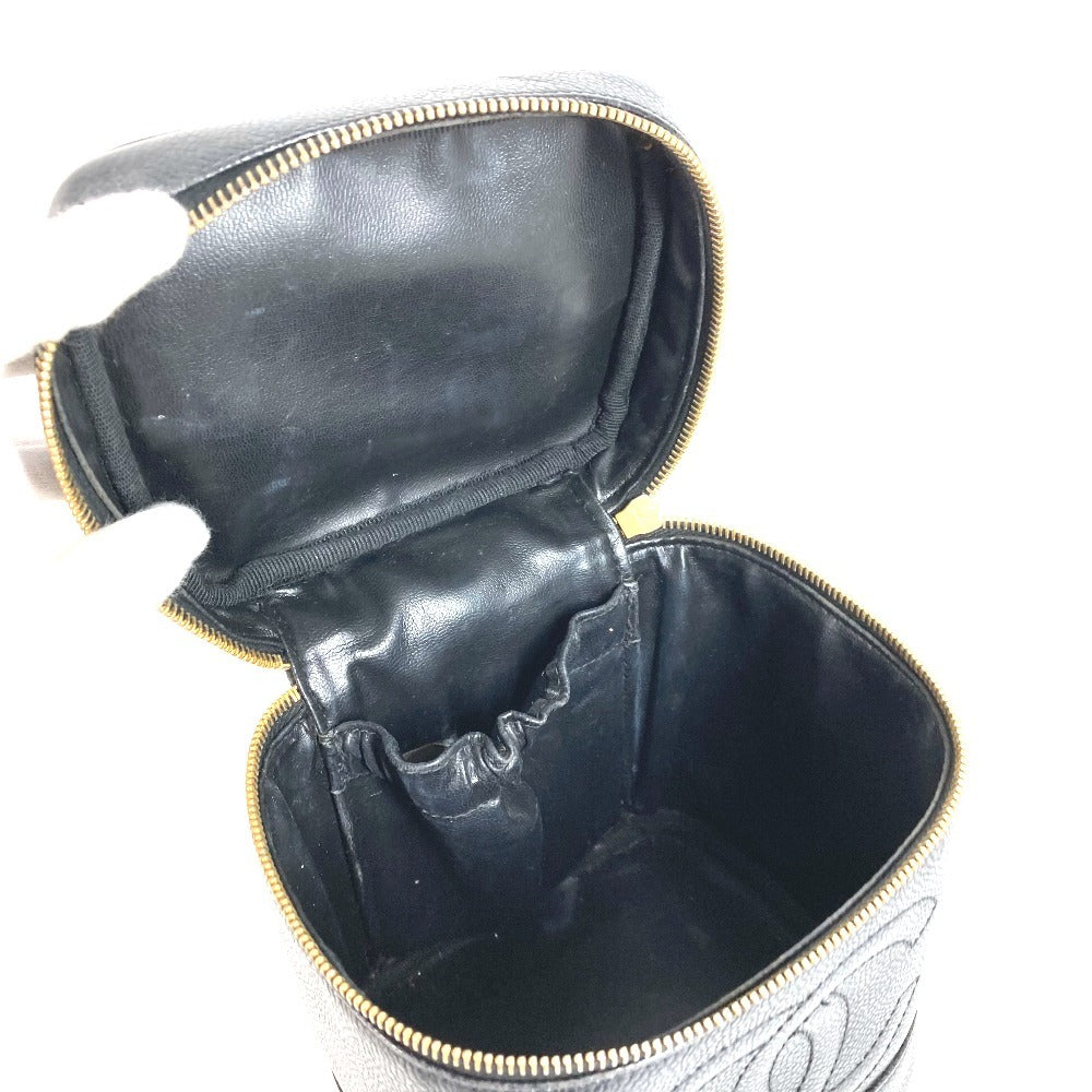 CHANEL A01998 CC ココマーク ロゴ カバン バニティバッグ 縦型 ハンドバッグ キャビアスキン レディース ブラック