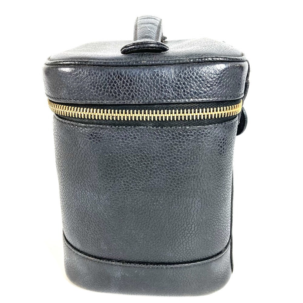 CHANEL A01998 CC ココマーク ロゴ カバン バニティバッグ 縦型 ハンドバッグ キャビアスキン レディース ブラック