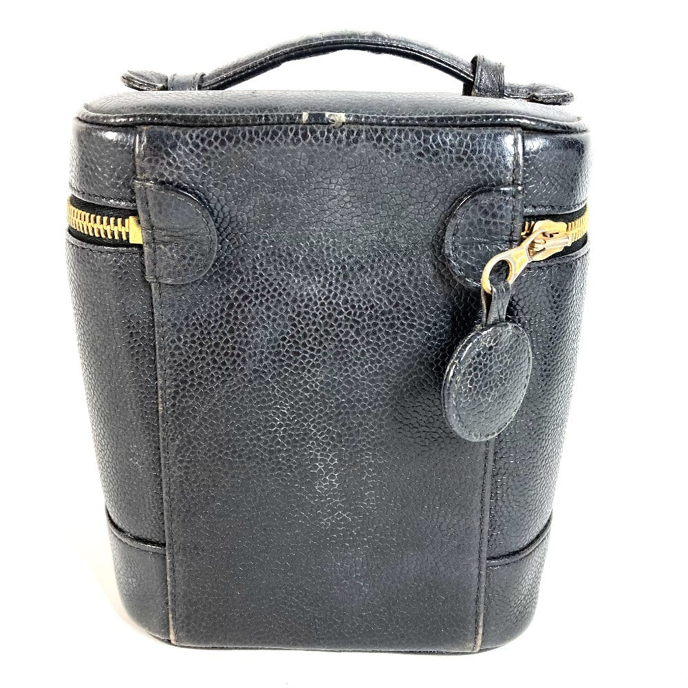 CHANEL A01998 CC ココマーク ロゴ カバン バニティバッグ 縦型 ハンドバッグ キャビアスキン レディース ブラック