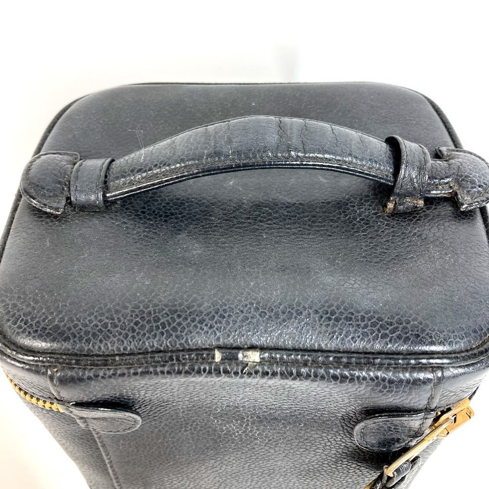 CHANEL A01998 CC ココマーク ロゴ カバン バニティバッグ 縦型 ハンドバッグ キャビアスキン レディース ブラック