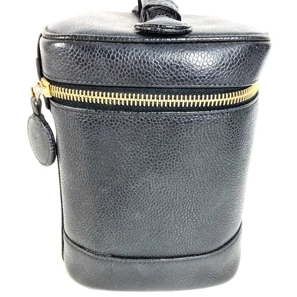 CHANEL A01998 CC ココマーク ロゴ カバン バニティバッグ 縦型 ハンドバッグ キャビアスキン レディース ブラック
