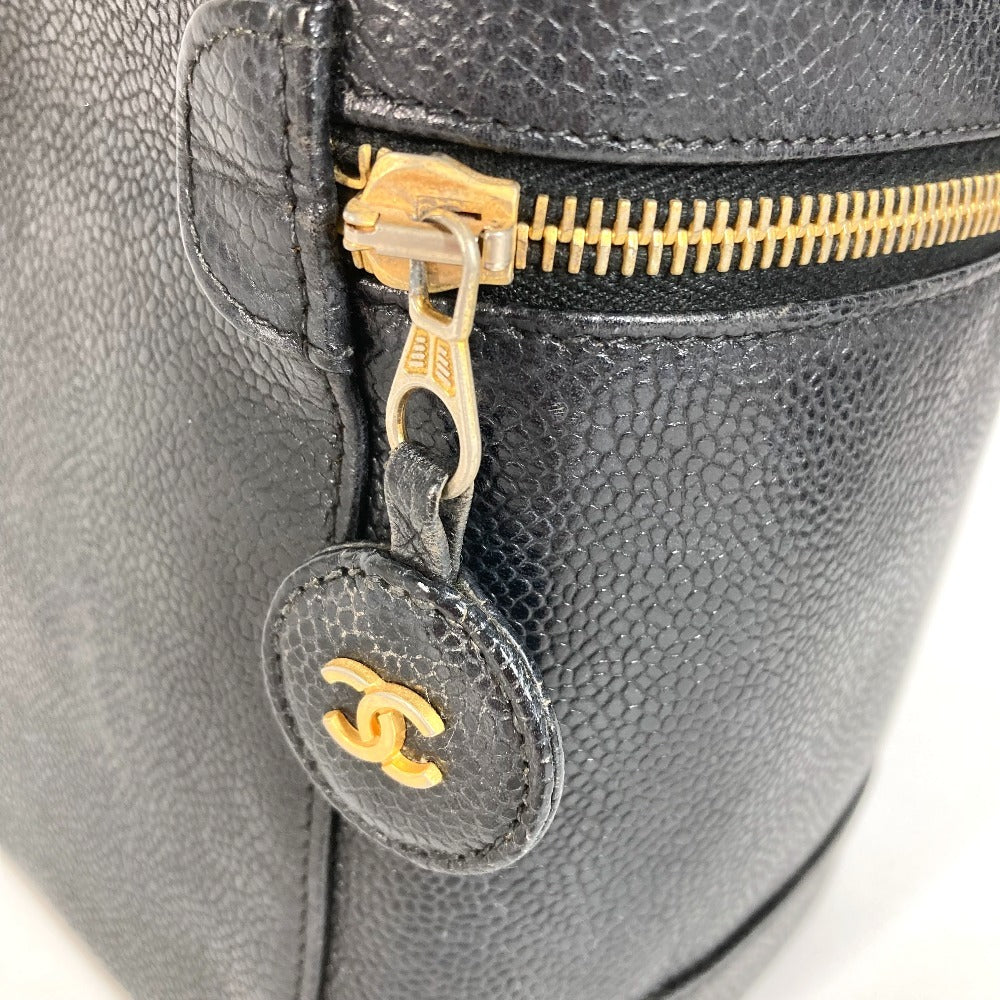 CHANEL A01998 CC ココマーク ロゴ カバン バニティバッグ 縦型 ハンドバッグ キャビアスキン レディース ブラック
