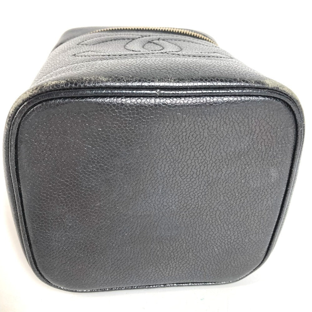 CHANEL A01998 CC ココマーク ロゴ カバン バニティバッグ 縦型 ハンドバッグ キャビアスキン レディース ブラック