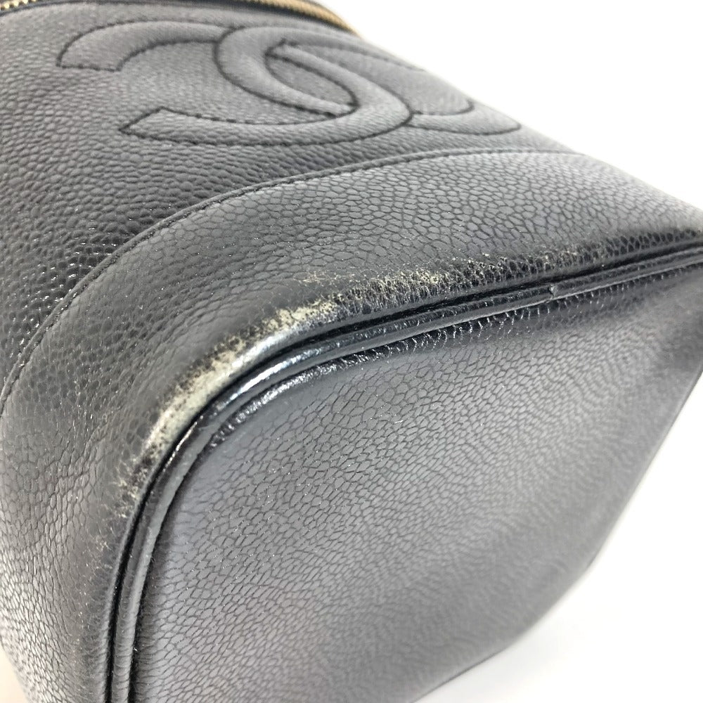 CHANEL A01998 CC ココマーク ロゴ カバン バニティバッグ 縦型 ハンドバッグ キャビアスキン レディース ブラック
