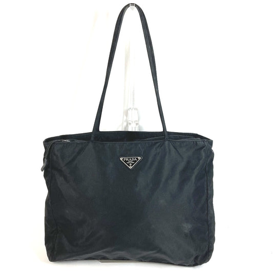 PRADA Triangle Logo Plate Shoulder Tote Bag Handbag Shoulder Bag Nylon Unisex Black