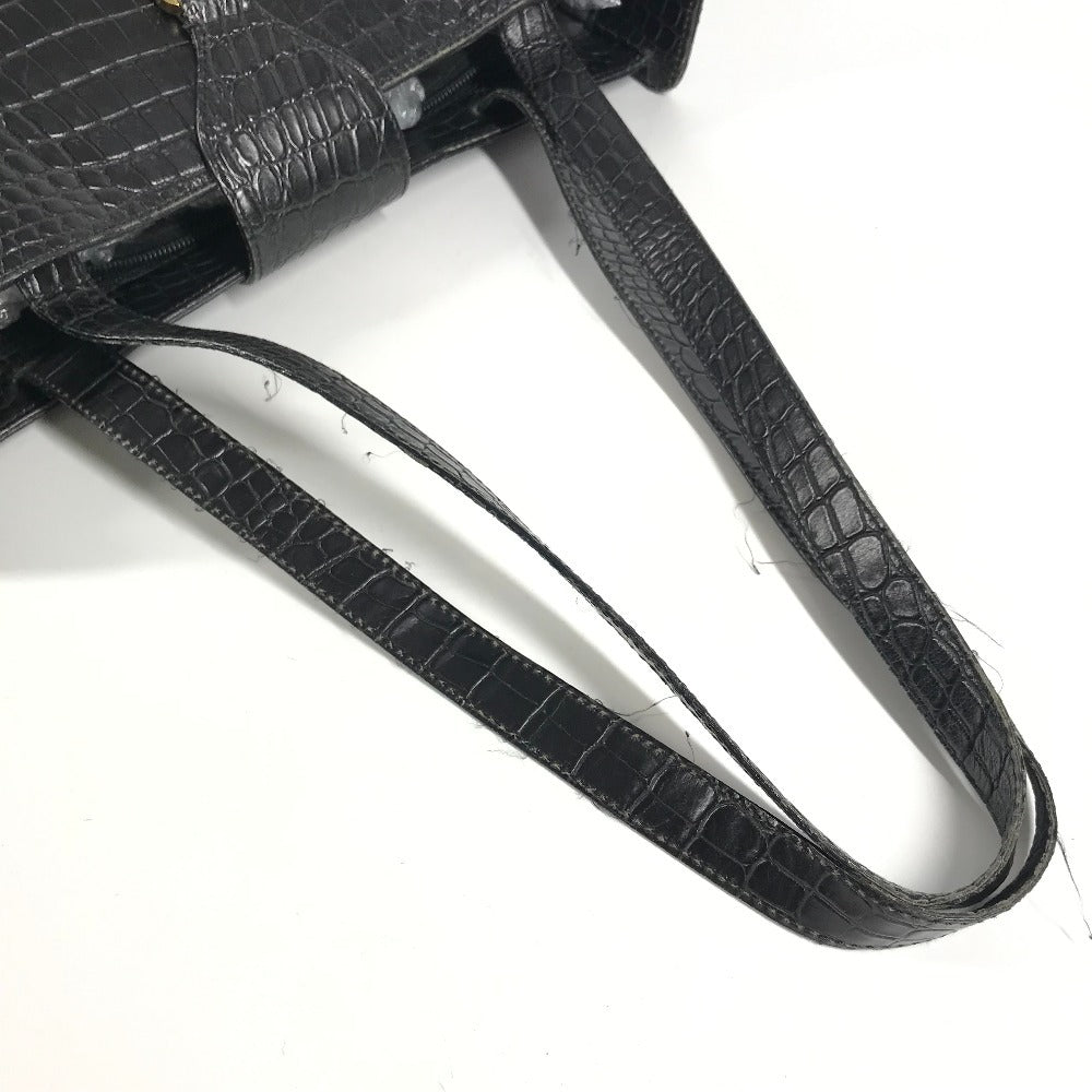 Salvatore Ferragamo ロゴ カバン 肩掛け トートバッグ ショルダーバッグ 型押しレザー ユニセックス ブラック