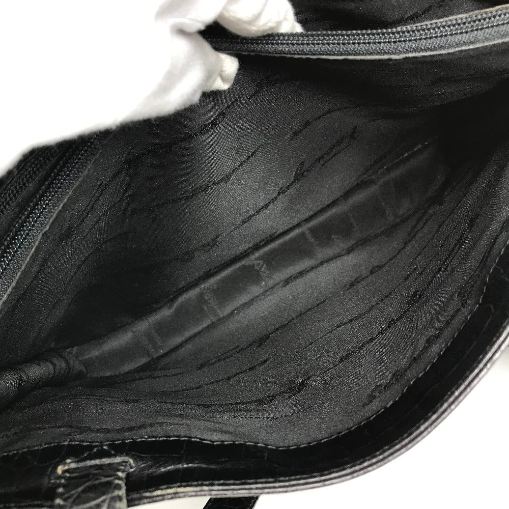 Salvatore Ferragamo ロゴ カバン 肩掛け トートバッグ ショルダーバッグ 型押しレザー ユニセックス ブラック