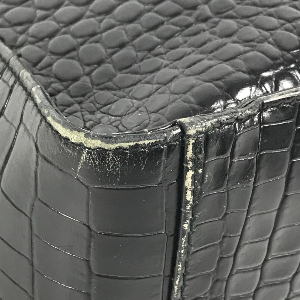Salvatore Ferragamo ロゴ カバン 肩掛け トートバッグ ショルダーバッグ 型押しレザー ユニセックス ブラック