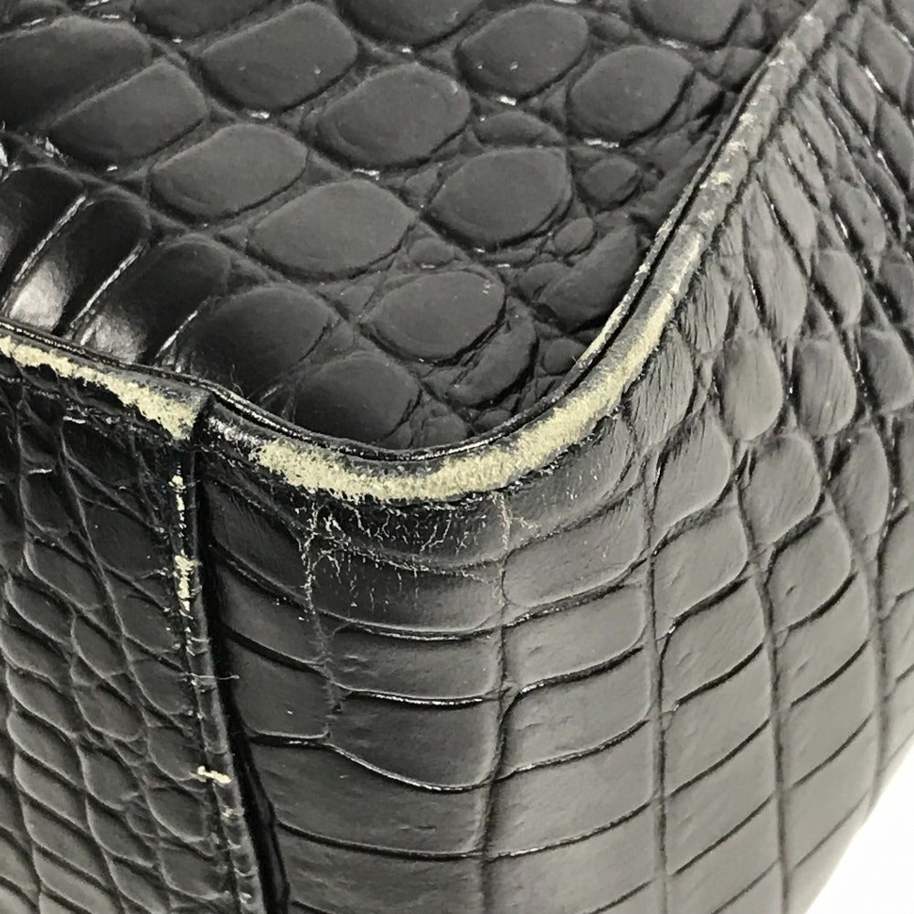 Salvatore Ferragamo ロゴ カバン 肩掛け トートバッグ ショルダーバッグ 型押しレザー ユニセックス ブラック