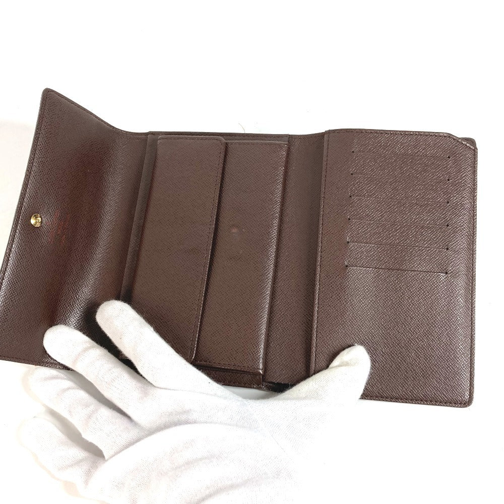 LOUIS VUITTON N61202 ダミエ ポルトトレゾールエテュイパピエ コンパクトウォレット 3つ折り財布 ダミエキャンバス ユニセックス エベヌ ブラウン
