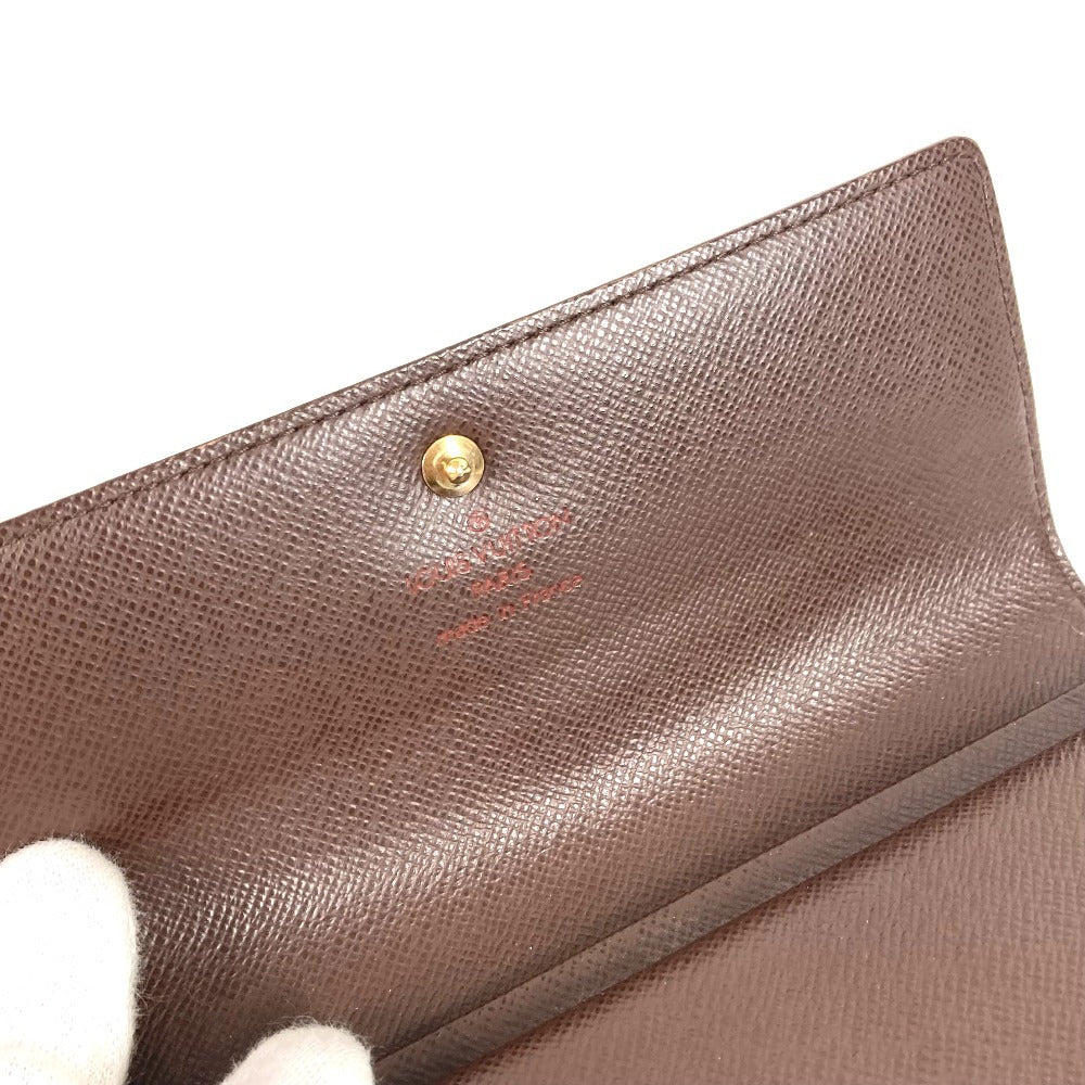 LOUIS VUITTON N61202 ダミエ ポルトトレゾールエテュイパピエ コンパクトウォレット 3つ折り財布 ダミエキャンバス ユニセックス エベヌ ブラウン