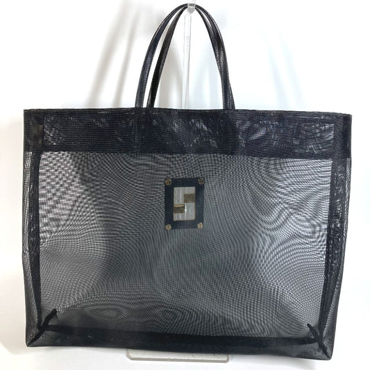 FENDI ヴィンテージ FF ロゴ メッシュ カバン 肩掛け ショルダーバッグ トートバッグ ハンドバッグ メッシュ/レザー ユニセックス ブラック