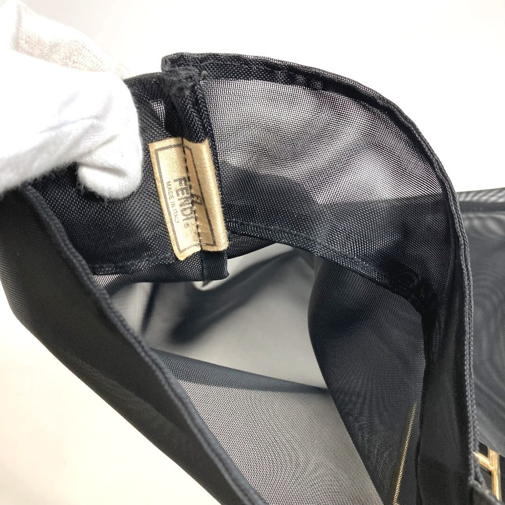 FENDI ヴィンテージ FF ロゴ メッシュ カバン 肩掛け ショルダーバッグ トートバッグ ハンドバッグ メッシュ/レザー ユニセックス ブラック