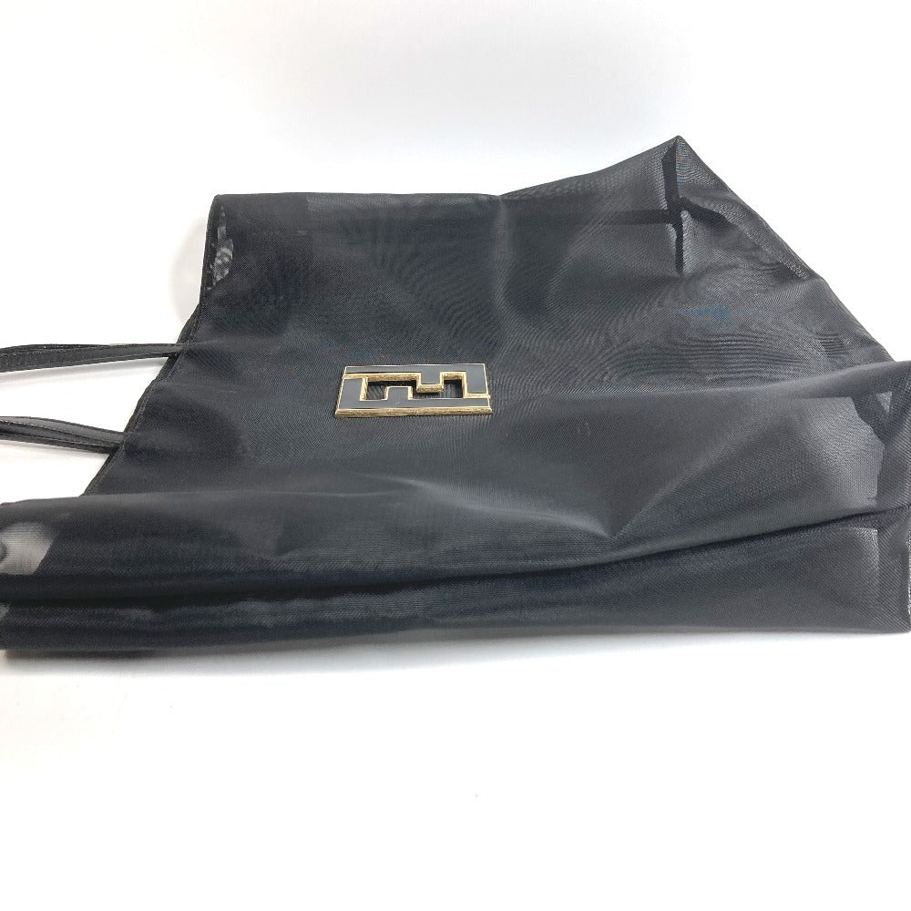 FENDI ヴィンテージ FF ロゴ メッシュ カバン 肩掛け ショルダーバッグ トートバッグ ハンドバッグ メッシュ/レザー ユニセックス ブラック