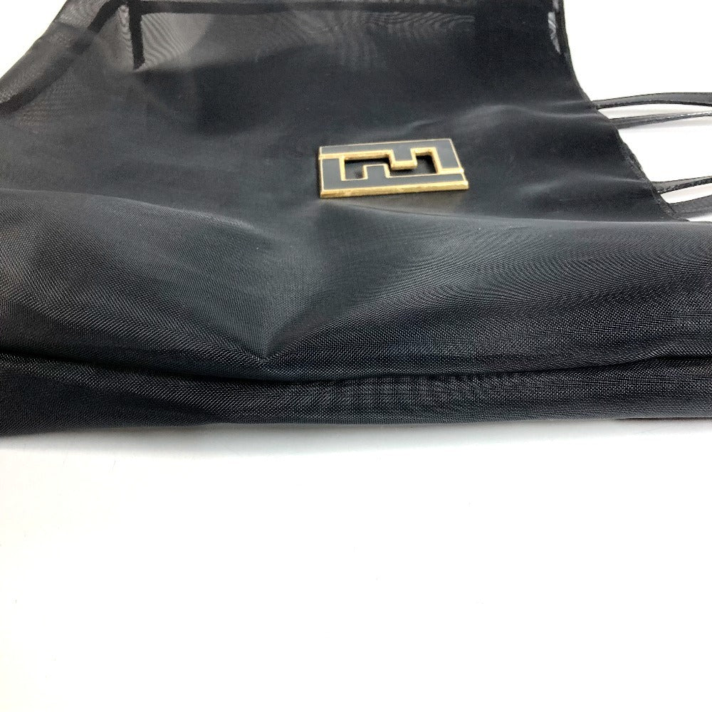 FENDI ヴィンテージ FF ロゴ メッシュ カバン 肩掛け ショルダーバッグ トートバッグ ハンドバッグ メッシュ/レザー ユニセックス ブラック