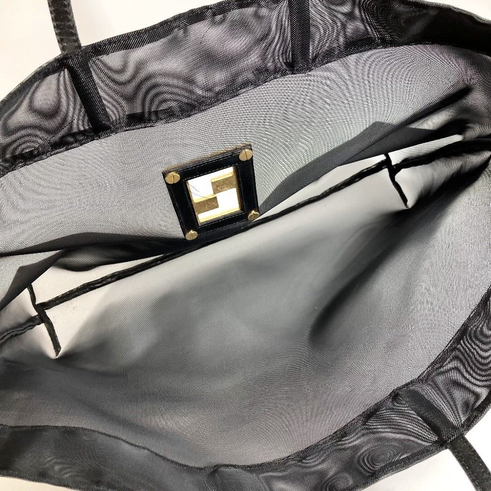FENDI ヴィンテージ FF ロゴ メッシュ カバン 肩掛け ショルダーバッグ トートバッグ ハンドバッグ メッシュ/レザー ユニセックス ブラック