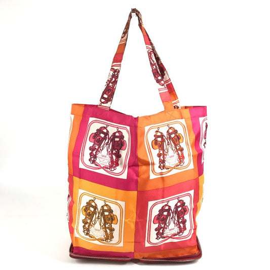 HERMES Bag, Eco-Friendly, Foldable, Silky Pop Tote Bag, Handbag, Shoulder Bag, Silk, Women's, Red