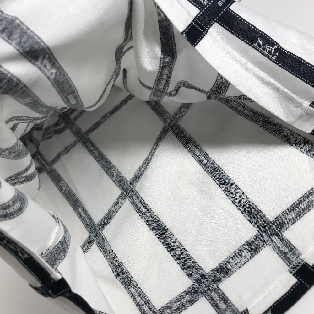HERMES Bolduc pattern logo total pattern apparel top short sleeve t-shirt cotton ladies black