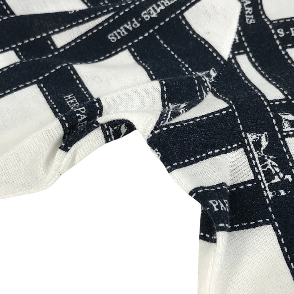 HERMES Bolduc pattern logo total pattern apparel top short sleeve t-shirt cotton ladies black
