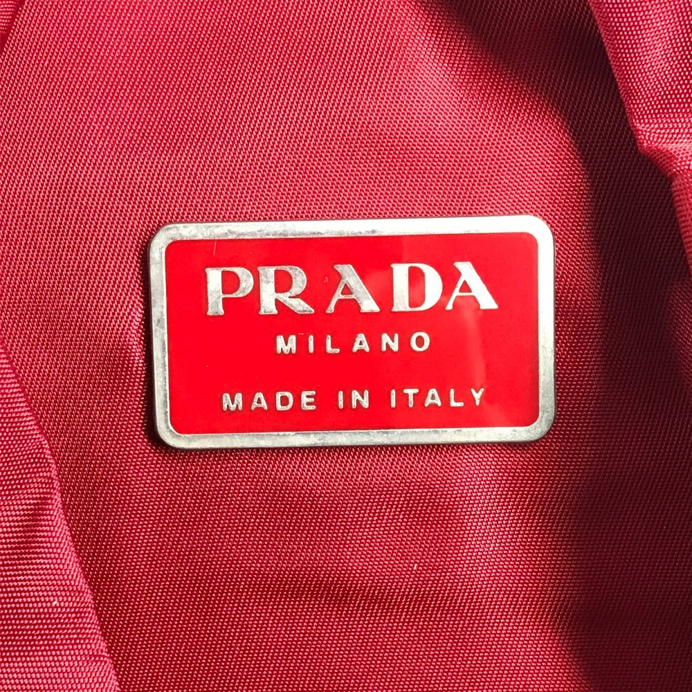 PRADA Bi-Color Triangle Logo Plate Backpack Bag Rucksack Nylon Unisex Red