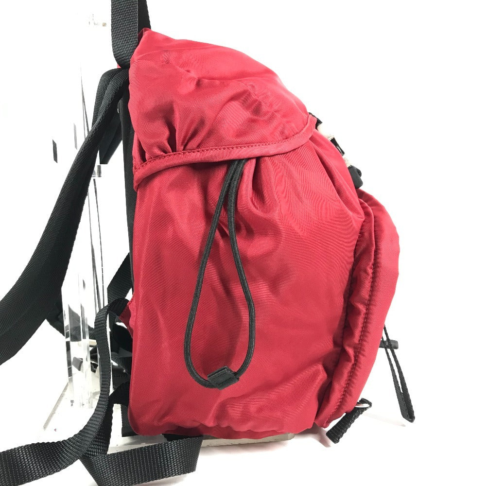 PRADA Bi-Color Triangle Logo Plate Backpack Bag Rucksack Nylon Unisex Red