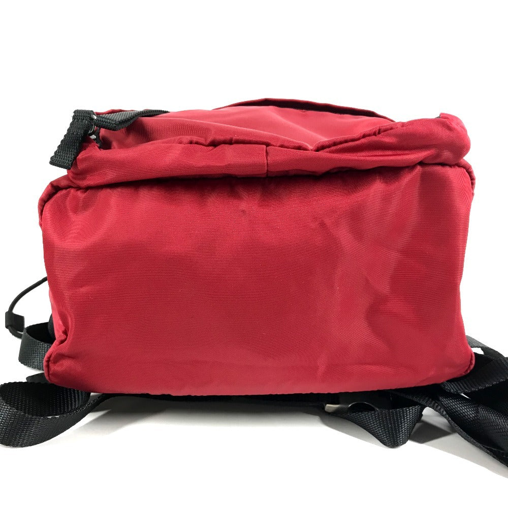 PRADA Bi-Color Triangle Logo Plate Backpack Bag Rucksack Nylon Unisex Red