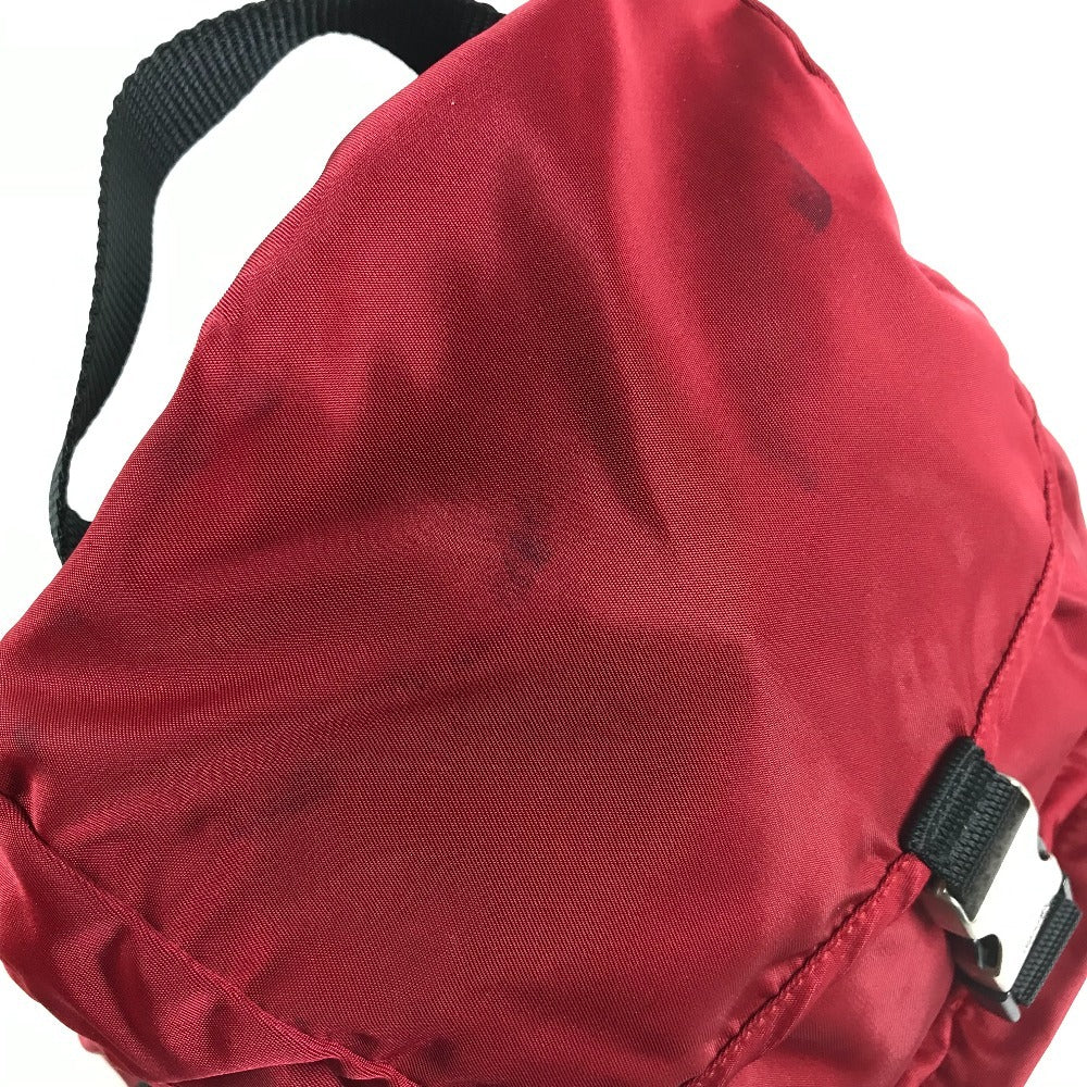 PRADA Bi-Color Triangle Logo Plate Backpack Bag Rucksack Nylon Unisex Red