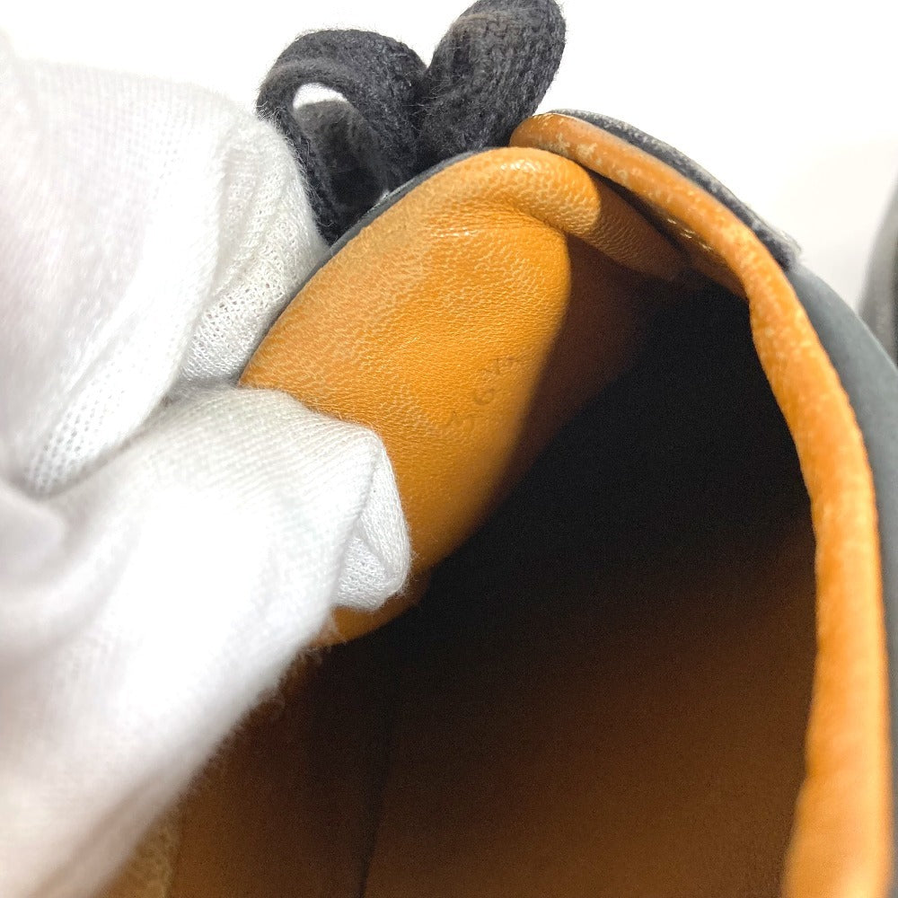 HERMES クイック Hロゴ ステッチ 靴 紐 シューズ スニーカー レザー レディース ブラック