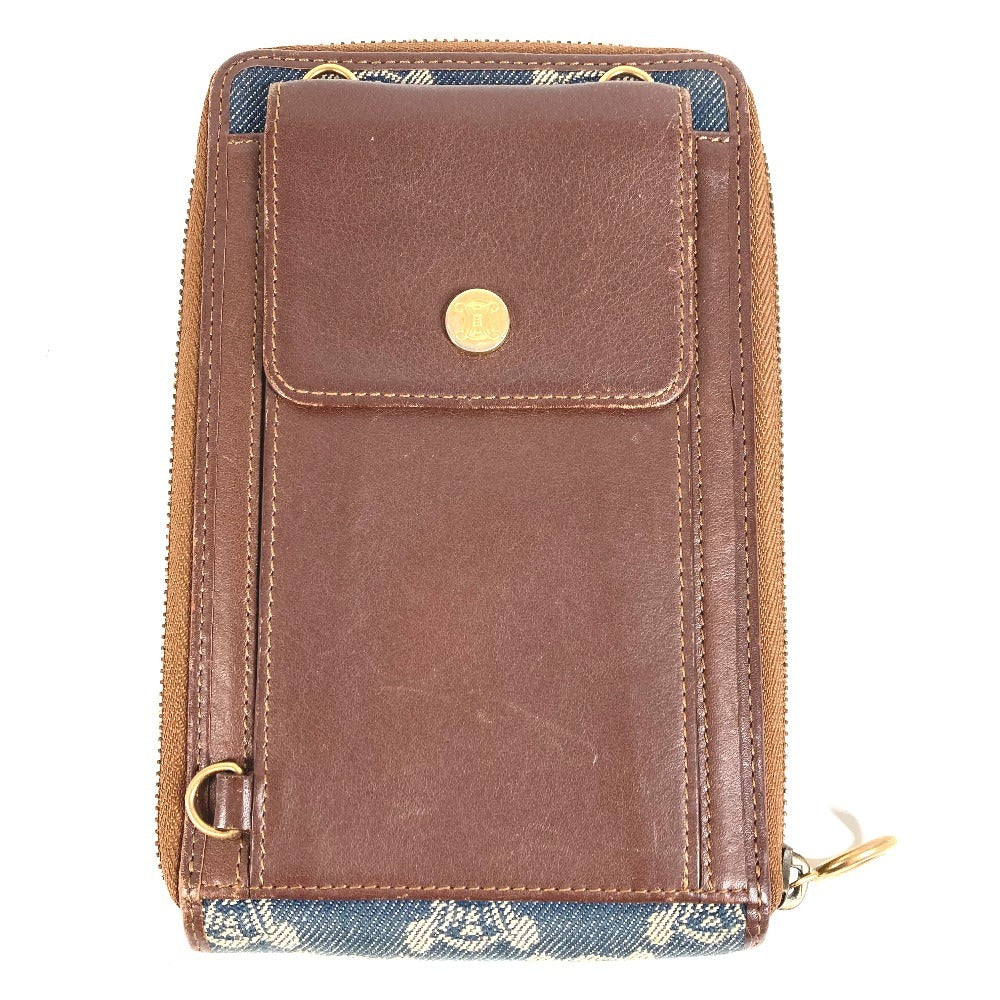 CELINE Pouch Shoulder Wallet Macadam Logo Long Wallet Round Zipper Long Wallet Denim Unisex Blue