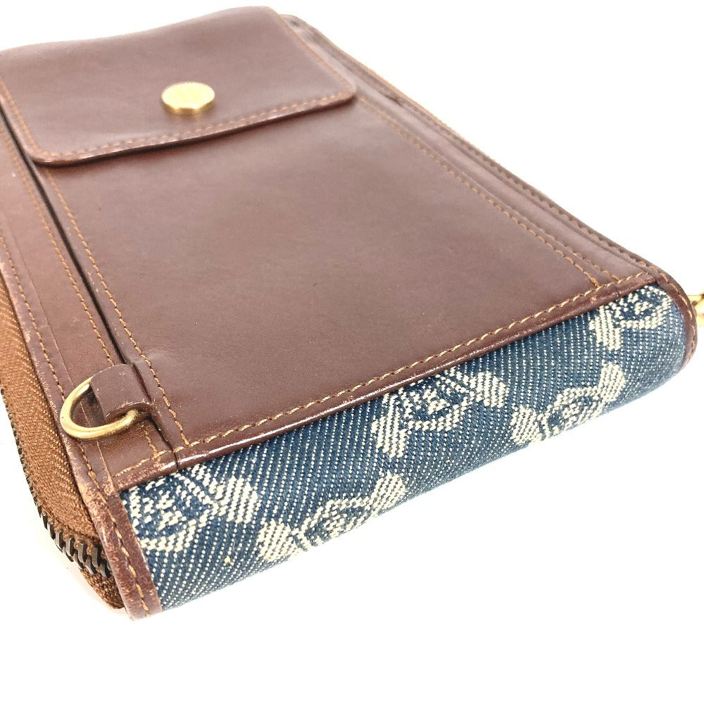 CELINE Pouch Shoulder Wallet Macadam Logo Long Wallet Round Zipper Long Wallet Denim Unisex Blue