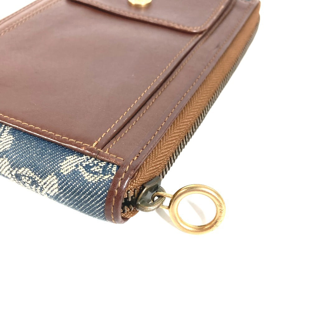 CELINE Pouch Shoulder Wallet Macadam Logo Long Wallet Round Zipper Long Wallet Denim Unisex Blue