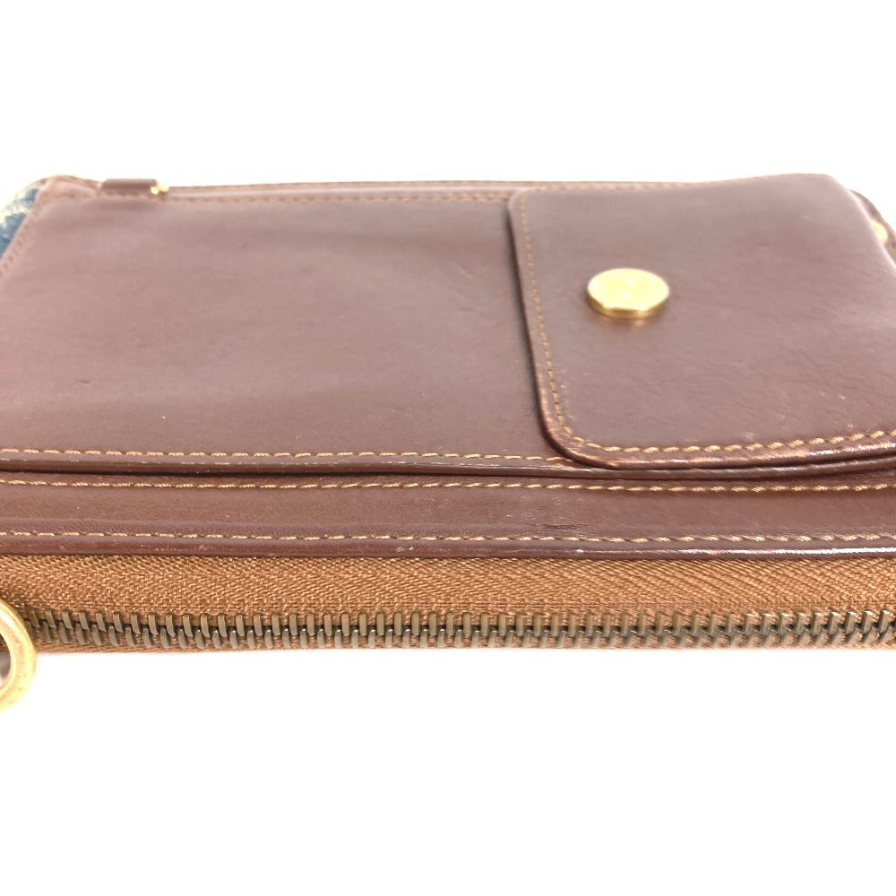 CELINE Pouch Shoulder Wallet Macadam Logo Long Wallet Round Zipper Long Wallet Denim Unisex Blue