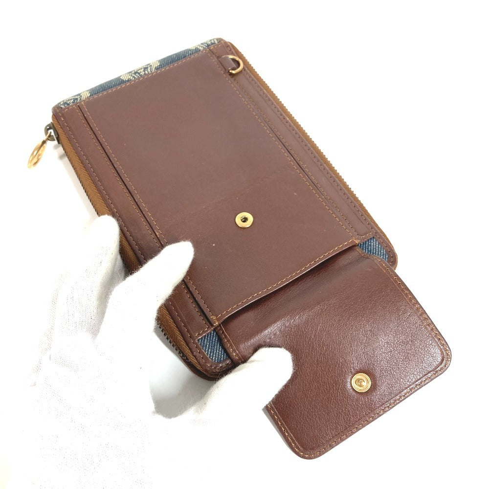 CELINE Pouch Shoulder Wallet Macadam Logo Long Wallet Round Zipper Long Wallet Denim Unisex Blue