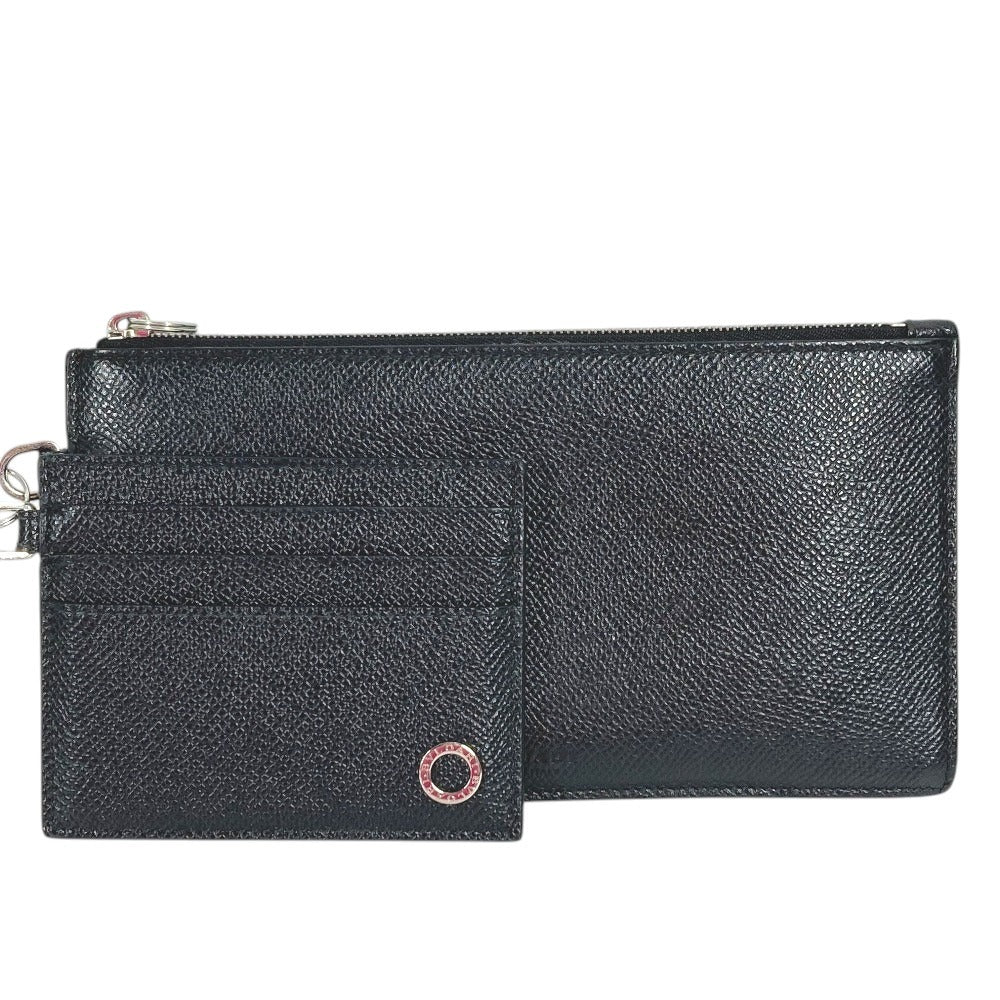 BVLGARI BVLGARI BVLGARI MAN Coin Case & Card Case Long Wallet Card Holder Pass Case Coin Case Leather Unisex Black