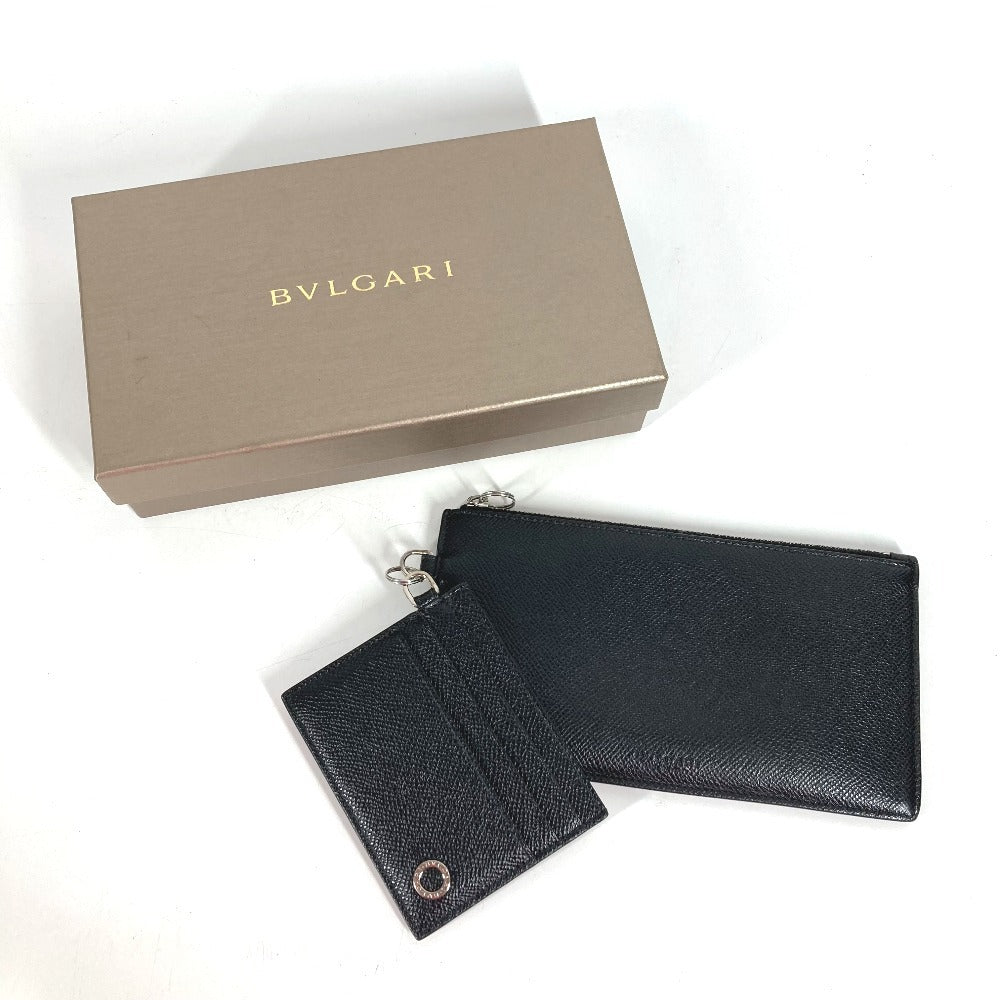 BVLGARI BVLGARI BVLGARI MAN Coin Case & Card Case Long Wallet Card Holder Pass Case Coin Case Leather Unisex Black