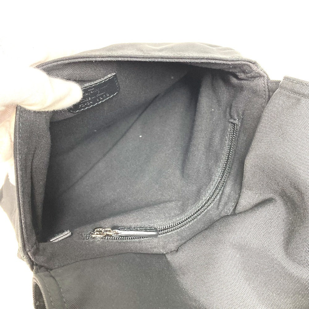 Salvatore Ferragamo Logo Bag, Crossbody Pouch, Flap Shoulder Bag, Nylon Canvas, Unisex, Black