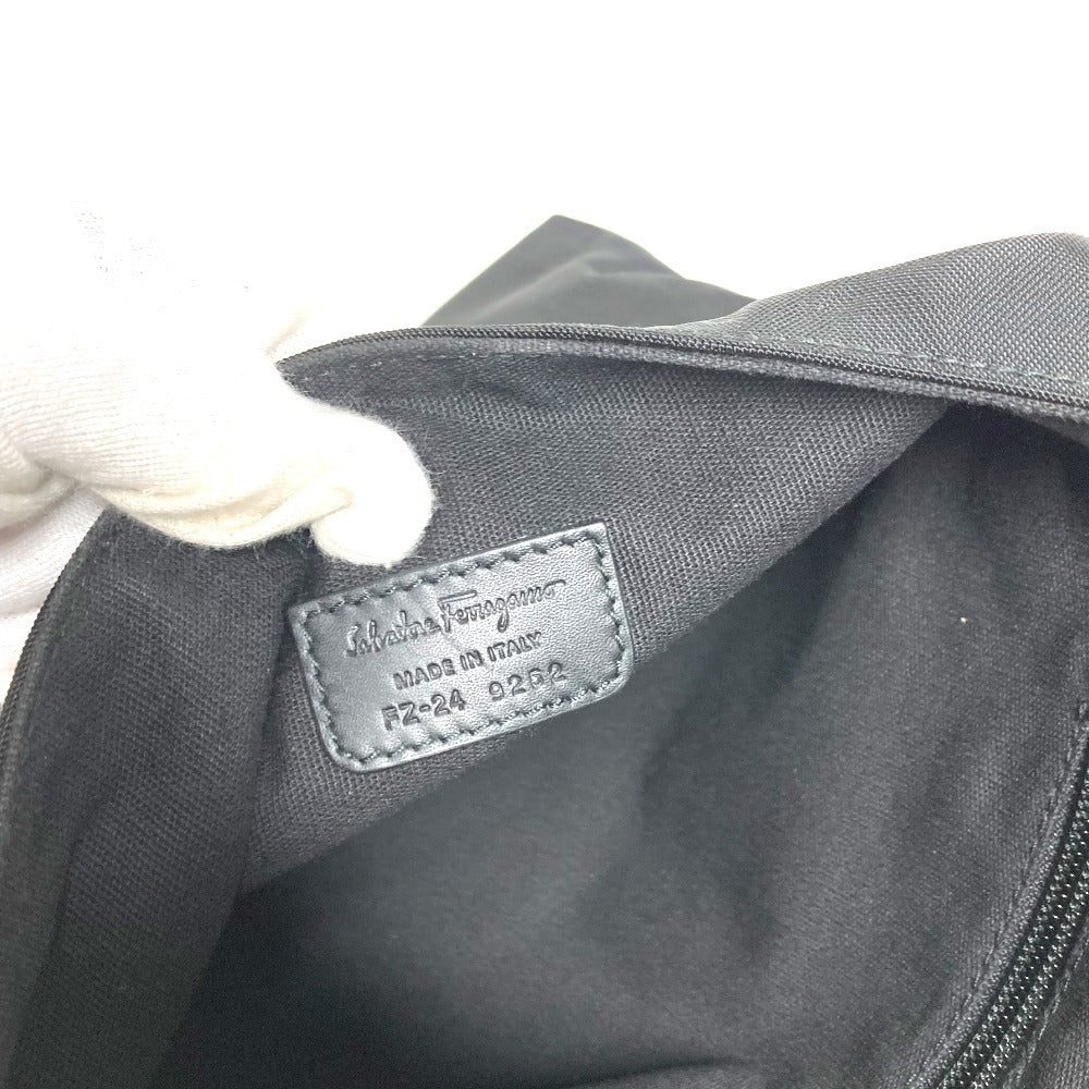 Salvatore Ferragamo Logo Bag, Crossbody Pouch, Flap Shoulder Bag, Nylon Canvas, Unisex, Black