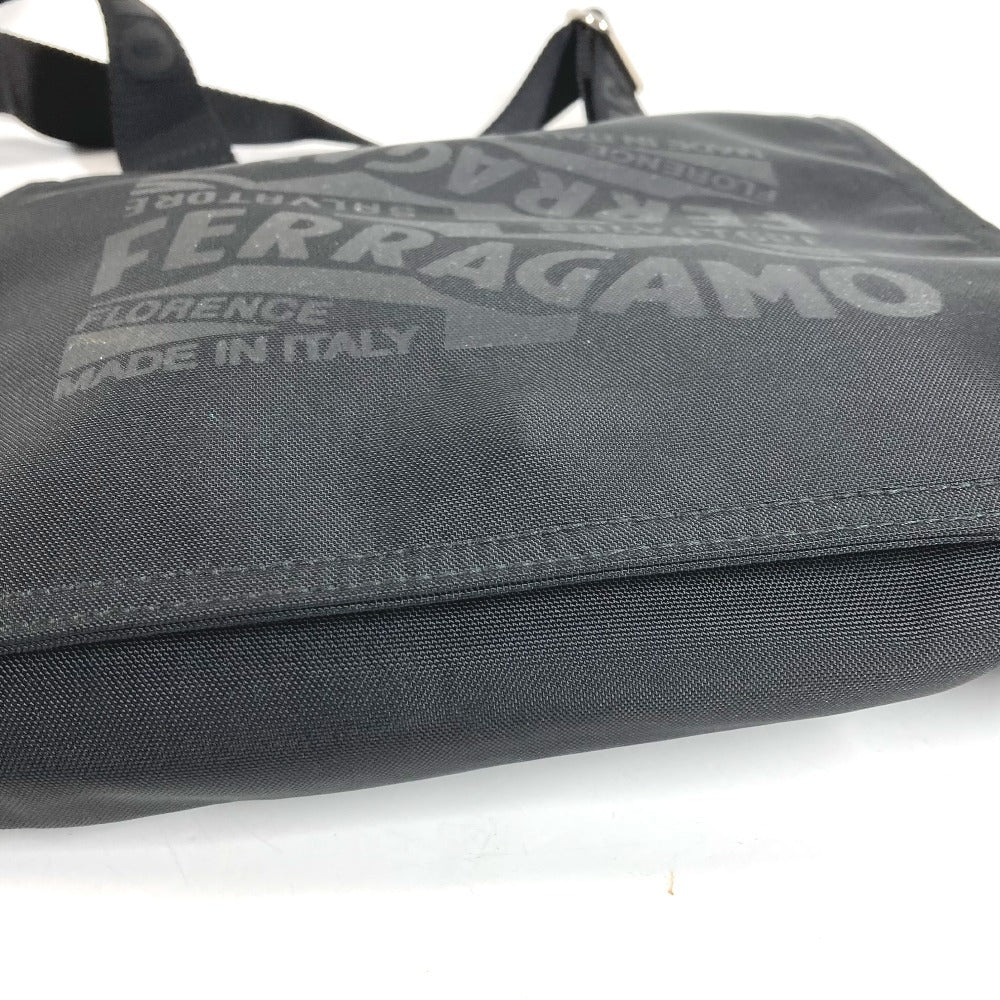 Salvatore Ferragamo Logo Bag, Crossbody Pouch, Flap Shoulder Bag, Nylon Canvas, Unisex, Black