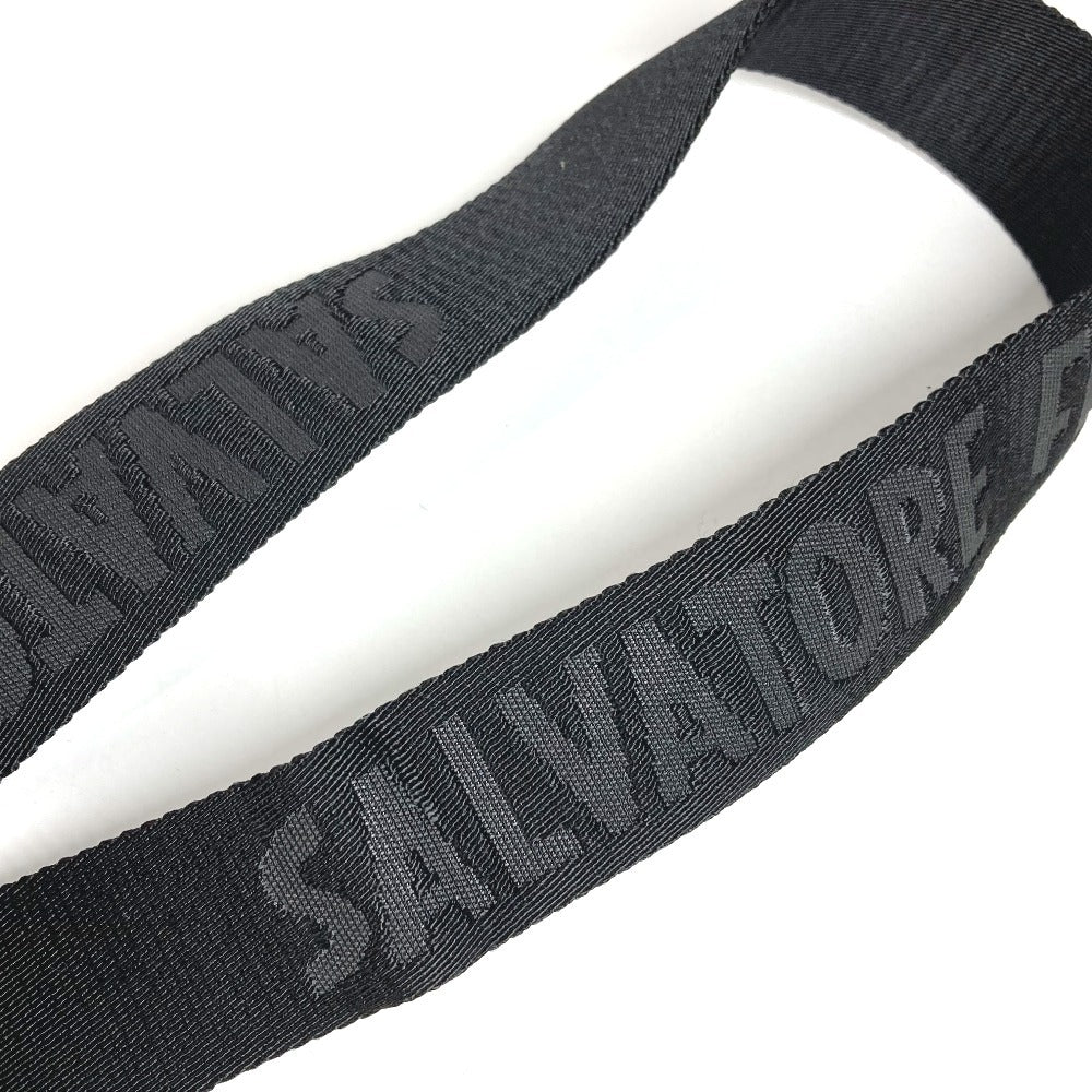 Salvatore Ferragamo Logo Bag, Crossbody Pouch, Flap Shoulder Bag, Nylon Canvas, Unisex, Black