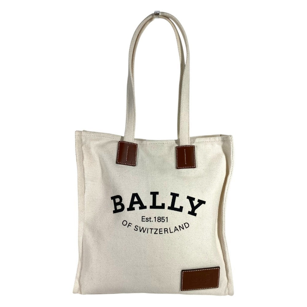 BALLY ロゴ 縦型トート カバン 肩掛け トートバッグ ショルダーバッグ コットン ユニセックス ホワイト系