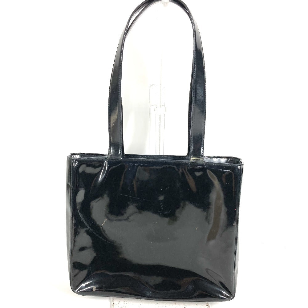 CHANEL ヴィンテージ ロゴ カバン 肩掛け トートバッグ ショルダーバッグ エナメル ユニセックス ブラック