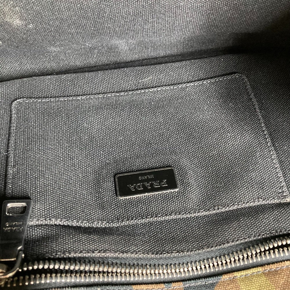 PRADA 迷彩 カモフラ ロゴ カナパ カバン トートバッグ ハンドバッグ キャンバス ユニセックス グリーン