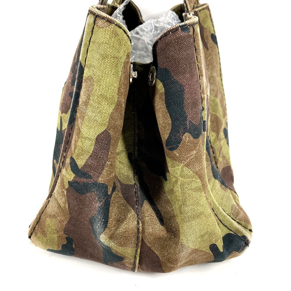 PRADA 迷彩 カモフラ ロゴ カナパ カバン トートバッグ ハンドバッグ キャンバス ユニセックス グリーン